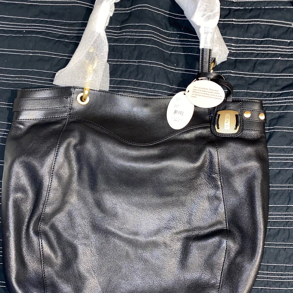 SJP by Sarah Jessica Parker Black and Gold Leather Shoulder Bag